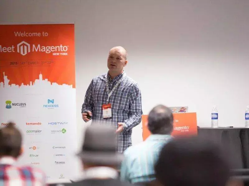 Mark presenting at Meet Magento New York about Docker-based development environments.