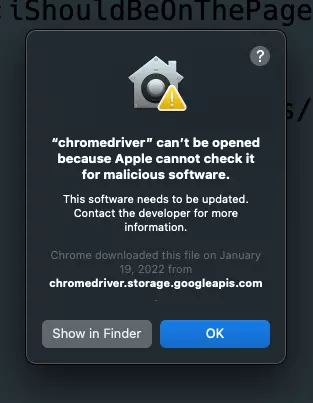Chromedriver error