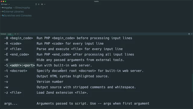 Start the built-in PHP web server