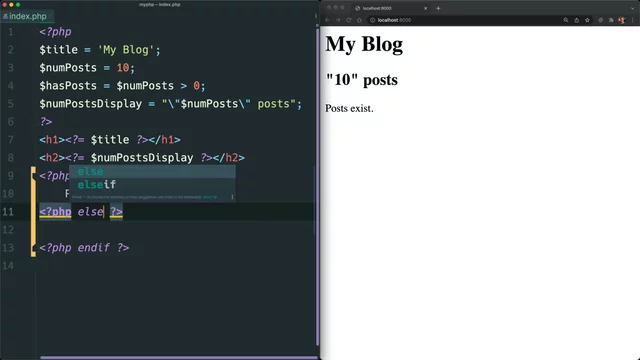 Use alternate if statement syntax in PHP view files