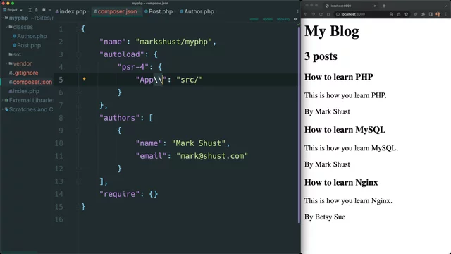 Replace require statements with the Composer class autoloader
