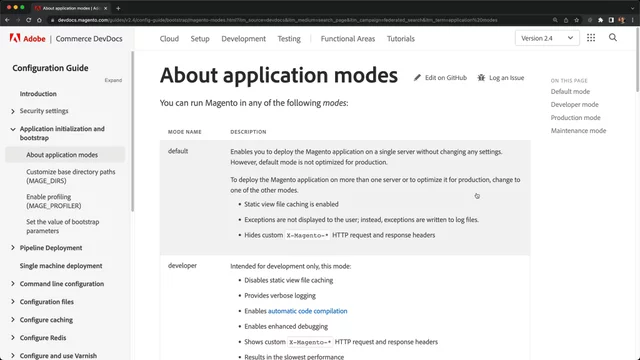 Available application modes