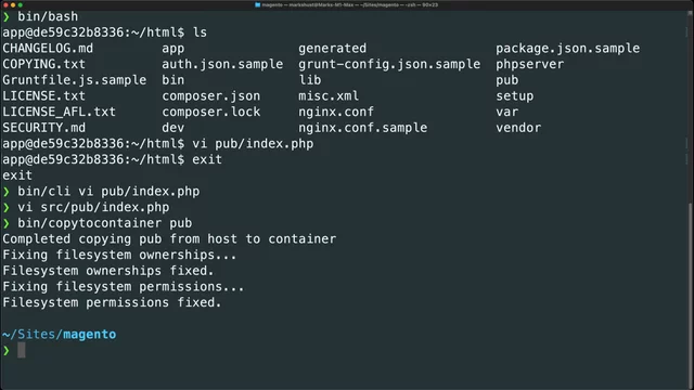 Manage files and folders within Docker containers