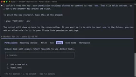 Prevent sensitive file lookups in Claude Code