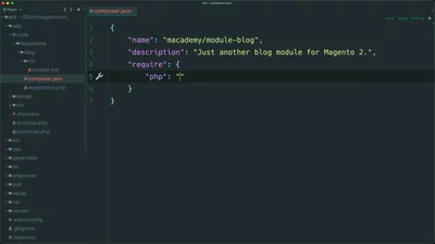 Create a composer.json file for a module in Magento
