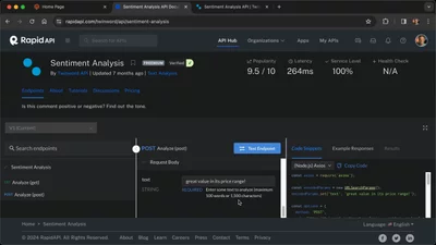 Sign up for the Sentiment Analysis API