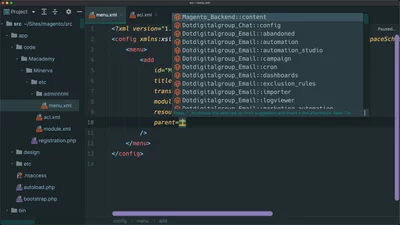 Create admin menu items