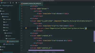 Implement an alternate component for an admin grid column
