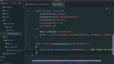 Create an admin grid actions column