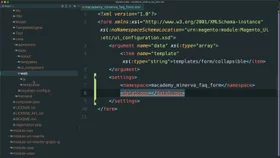 Define the UI component namespace and data scope with settings in Magento