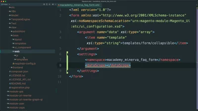 Define the UI component namespace and data scope with settings