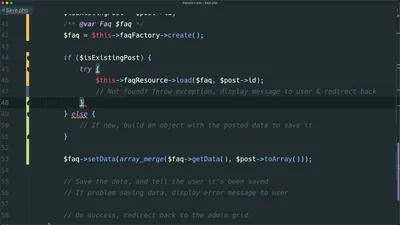 Implement the admin form save action logic